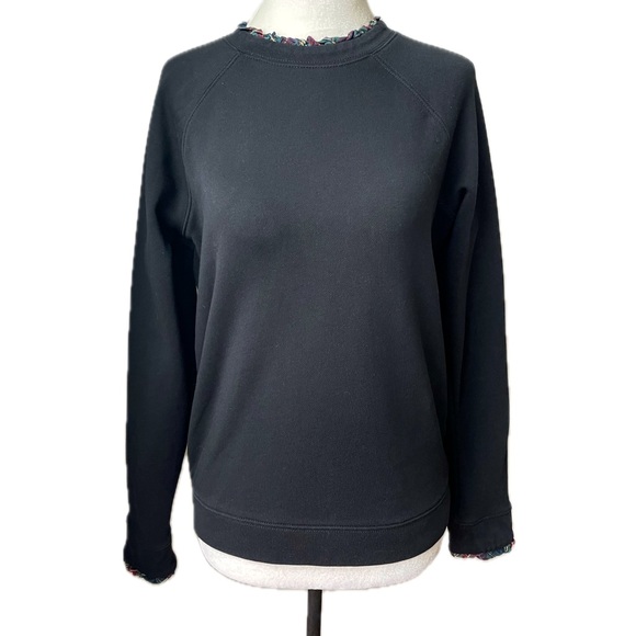 J. Crew Mercantile Plaid Trim, Black Sweater w/ Zipper, 100% Cotton; Women Sm - Picture 2 of 9